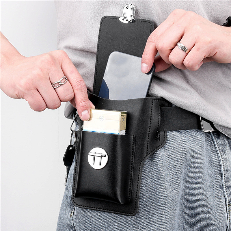 Leather Wallet Men - Męski pasek z uchwytem na telefon,