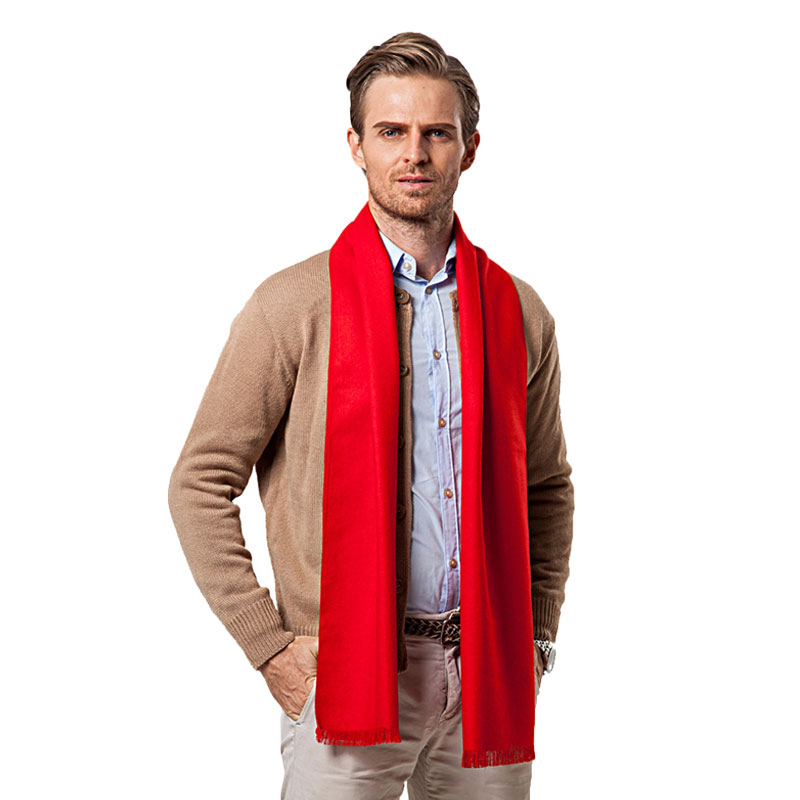 Cashmere Scarf - Moda zimowa jednokolorowy męski czerwony szalik
