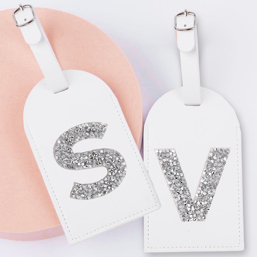 Travel Luggage Set - A-Z Monogram Rhinestone skórzana przywieszka do
