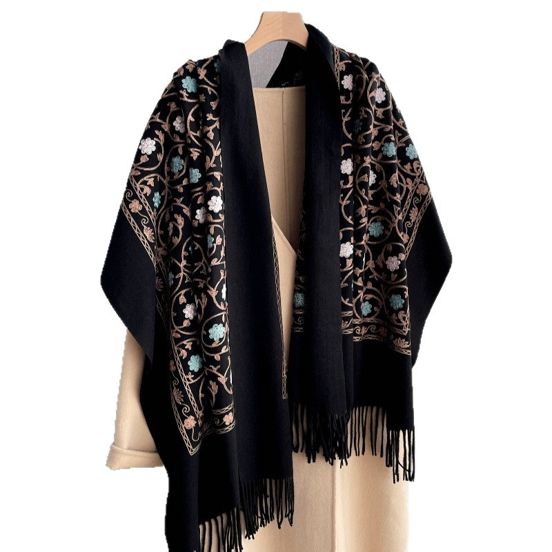 Nowy kaszmirowy szal z haftem  – Cashmere Scarf recenzja i cena